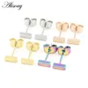 Stud Oorbellen Alisouy 2PC 18g Staal Zwart Goud Kleur Rose Rechte Vierkante Bar Punk Oor Tragus Piercing