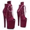 Chaussures de danse Leecabe 20 cm/8 pouces en daim supérieur petit bout ouvert bottines mode talon haut plate-forme pôle danse