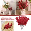 Dekorativa blommor röda bärröna twig xmas handgjorda blomma 10 st grenar för diy bukett dekoration jultillbehör konstgjorda bär