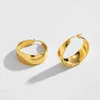 Ciondolo orecchini a cerchio larghi lisci in acciaio inossidabile placcato oro da 25/30 mm adatti per le donne.Grandi orecchini circolari dichiarano regali di gioielliL2404