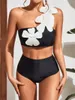 Kadın Mayo Seksi Bikiniler Yüksek Bel Ruffe Printe Kadın Mayo Push Yukarı Banyo Takımını 2024 Brezilya Bikini Seti Yaz Beach Good