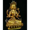 Dekorativa figurer gamla Tibet Buddhism Temple Bronze 4-Arm Chenrezig Goddess Buddha Statue