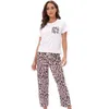 Thuis Kleding Vrouwelijke Pyjama Pak O-hals Comfy Loungewear Print Nachtkleding Vrouwen Pyjama Set Korte Mouw Shirtpants Katoen 2 Stuks