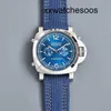 Top Clone Men Sports Orologio Panerais Luminor Movimento automatico PAM01218 Orologio Blu Transparente Usa l'usura rotonda Resistente