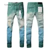 Designer lila märke för män Kvinnor Pants Summer Hole Hight Quality Brodery Jean Denim Trousers Mens Purple Jeans 81 756