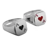 Cluster-Ringe The Ace Of Spades Ring Edelstahlschmuck Klassisches rotes Herz Motor Biker für Männer Frauen Ganze 37B3030085