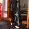 Skirts Vintage Chinese Style Skirt Elegant Women's Maxi With Floral Print Pleated Lace-up Design High