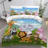 Bedding Sets Cartoon Zoo Duvet Cover 3D Forest Animal Set For Kids Girls Soft Microfiber Quilt With Zipper Closure