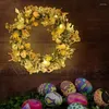 Dekorativa blommor Easter Spring Wreath Rattan Garland Artificial Flower Färgglada ägg med LED -lampor för ytterdörr bröllopsfestartiklar