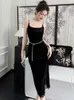 Casual Jurken Elegante Zwarte Lange Avond Vrouwen Kleding Dames Mujer Sexy Strap Slim Party Verjaardag Jurk Robe Femme Vestidos Fiesta