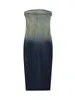 Casual Kleider 2024 Sommer Frauen Mode Tie Dye Denim Korsett Sexy Maxi Kleid Off Schulter Ärmellose Streetwear