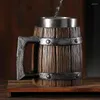 Tassen Wikinger Bierkrug 600 ml Edelstahl Mittelalterliche Taverne Antikes Herrenfass Kaffee Cool für Partydekoration Nordisch