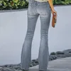 Jeans pour femmes femmes denim hommes taille haute ourlet évasé avec dégradé de couleur correspondant pantalon pantalon à fond cloche