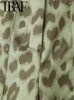 Pantaloni da donna Pantaloni da donna a vita alta con stampa leopardata Casual lunghi 2024 con bottoni estivi Pantaloni dritti larghi Y2K