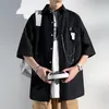 Мужские повседневные рубашки большого размера Harajuku Chain Design с коротким рукавом Uni Блузки Модная летняя мужская корейская одежда Прямая доставка одежды Dh7Fp