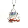 Pendentif Colliers Jln Seven Chakra Chip Stone Yoga Vintage Rouge Cuivre Plaqué Méditation Pendentifs avec chaîne en laiton Collier en cuir pour DH2IL