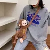 Shoulder Bags 2024 Female Monkey Plush Doll Bag Girl Cute Cartoon Mobile Phone Funny