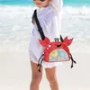 Sand Play Water Fun Beach Mesh Bag Cute Crab Shaped Shell Bags for Holding Beach Shell Toys Collecting Storage Bags for Kids Sand Tools Organizer 240402