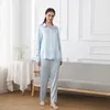 Home Clothing Custom Logo Soft Smooth Night Silk Pajamas Women Breathable Quality Life Outside Wear Mulberry Suit Set