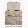 Mens Vests Wholesale-Pography Vest Men Beige Army Green Mti-Pocket Field Fisherman Journalist Pographer Gilet Jacket Plus Size 4xl Ne Dhuij