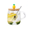 Wine Glasses Creative Cartoon Glass Cup Cute Cactus Heat-resistant Large Capacity Transparent Tea Making With Lid Gift