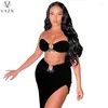 Werk Jurken VAZN 2024 Luxe Designer Jonge Sexy Strand Set Solid Bikini Top Lange Spit Rokken Hoge Taille Vrouwen 2 stuk