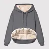 Plus Size Sweatshirts Voor Vrouwen Dikke Fleece Hoodie Sweatshirt Fleece Gevoerde Winter Fluwelen Capuchon V-hals Lange Mouw Ondergoed