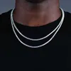 Pendentif Colliers 2024 Hip Hop Glace Étincelante 5A Zircon Cubique 3MM CZ Tennis Chaîne Collier Femmes Garçons Classique Simple Rangée Pierre Bracelet Ensemble de Bijoux Q240402