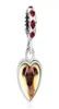 Customized blank heart dangle photo bead Birthstone crystal European Charms Fit Chamilia Biagi Charm Bracelet3513172