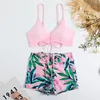 New Bikini Women's Split Digital Print High Waist Flat Leggings Conservative