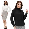 Damenblusen BP Damen-Bluse für Damen, Büro, Business, Arbeit, Schärpe, verziert, lange Ärmel, Schlüsselloch-Rücken, Oberteile, elegant, Vintage-Stil, Fliege, Halsausschnitt, Knopfleiste