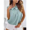 Polo da donna Top Designer Squisito Confortevole Alla moda Personalità di alta qualità Camicia senza maniche con fiocco a pois e collo Top Donna D Dhdih