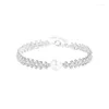 Link Bracelets 925 Sterling Silver Mother Shell Pearl Bead Woven Bracelet With Korean Temperament For Women