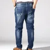 Jeans pour hommes grande taille hommes 6XL 7XL 8XL 180kg pantalon d'été homme stretch droit pantalon ample denim bleu plus marque vêtements déchirés