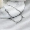 Braccialetti a maglie Bracciale con croce vuota color argento con timbro 925 per le donne Regalo per ragazza Doppi strati Catena di perline Gioielli di moda quotidiana per feste