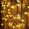 Cordes LED Solar Star String Lights 8 modes Twinkle Fairy étanche Garlande pour les jardins extérieurs Porceau de Noël Fence Decor YQ240401