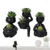 Decorative Flowers Artificial Succulents Plants 3Pcs Faux In Ceramic Pot Greenery Set For Bathroom Living