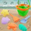 Sand Play Water Fun Outdoor Game For Kids 7PCS Sand Toys Set Beach Crab Fish Mold Shovel Foldable Bucket Dig in Sand Kit 240402