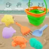 Gioco con la sabbia Divertimento in acqua Gioco all'aperto per bambini 7 pezzi Giocattoli con sabbia Set Granchio da spiaggia Stampo per pesci Pala Secchio pieghevole Kit da scavare nella sabbia 240402