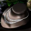 Collana Orecchini Set HIBRIDE Trendy Due Strati Gioielli Per Le Donne Matrimonio Zircone Cubico Africano Dubai Festa di Ballo Nuziale N-865