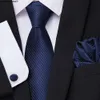 Designer Tie Mens Business Formal Dress Evening Evening Fashion Square Scarf Cufflink Combination Suit OM3E