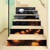 Autocollants de fenêtre Halloween chauve-souris tête de citrouille château escaliers atmosphère d'horreur amovible étanche étape décoration de la maison