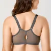 Handskar kvinnors frontstängning racerback underwire full täckning non -padded tshirt bh raer bakre leopard tryckt sexig bdd f g 3448