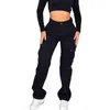 Women's Pants Zipper Button Placket Stylish High Waist Cargo With Multiple Pockets Butt-lifted Design For Streetwear