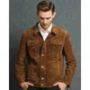 Vestes pour hommes Veste en cuir suédé marron Slim Fit Casual Jeans Jacke Tendances de la mode