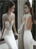 Vestido de Noiva Berta Mermaid Wedding Dresses Spring Summer High Neck Long Slear Sheer Spets rygglösa brudklänningar5306981