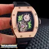 Luxury Top Quality Wristwatch Mechanical Watch Designer Mechanics Rihca Brand Men Automatic Skeleton Rose Gold Green Fleur Rubber Stainless Steel
