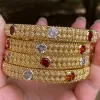 Bangles Africa 4pcs/lot luxury dubai Bangles For Women Girl With rhinestones Jewelry Saudi Arabia Bracelets Habesha Indian Bride Gift