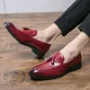 Schuhe rote Laobers Schuhe für Männer Quasten lässig in atemberaubendem Vintage Cherry Slipon Runde Zehen Hochzeit Männer Schuhe Größe 3848