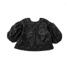 Giacche Camicetta per ragazze Bowknot Bella e dolce stile principessa Casual All-match Top per bambini per l'autunno inverno 2024